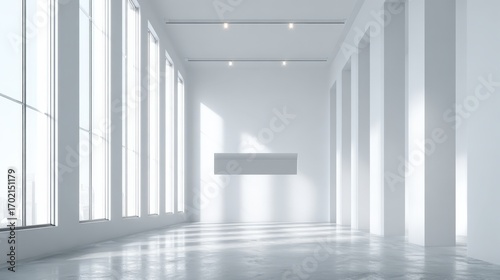 Wallpaper Mural Bright Gallery Interior with Polished Concrete Floor and Natural Light - Modern Architecture and Minimalist Design Torontodigital.ca