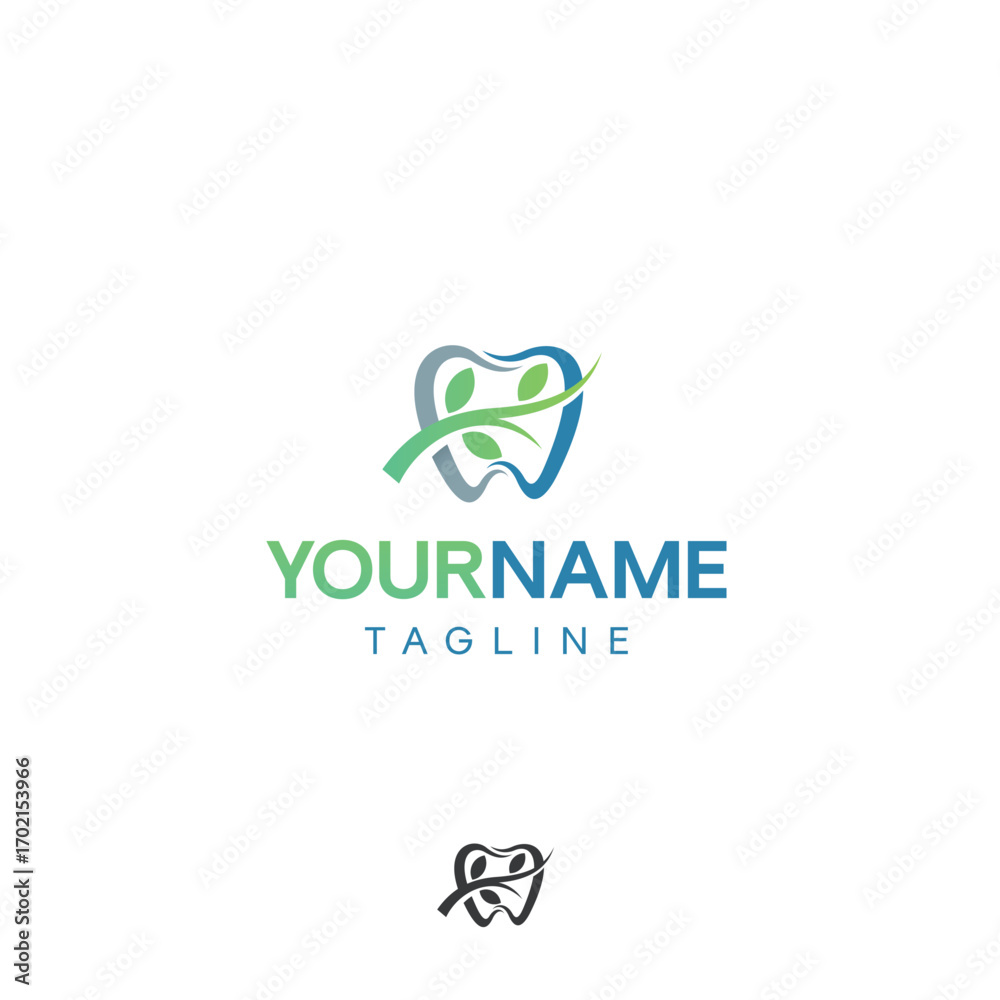 Fototapeta premium Tooth dentist tree leaf health logo vector
