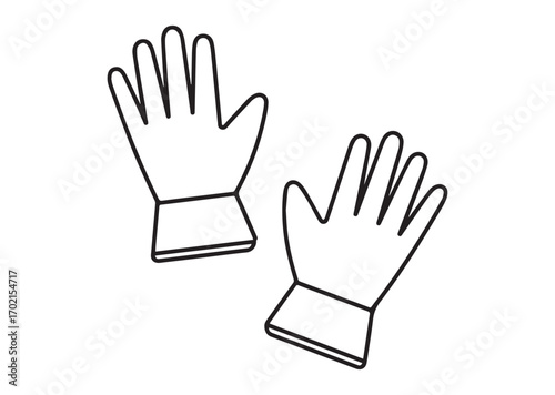 Gardener gloves line art vector