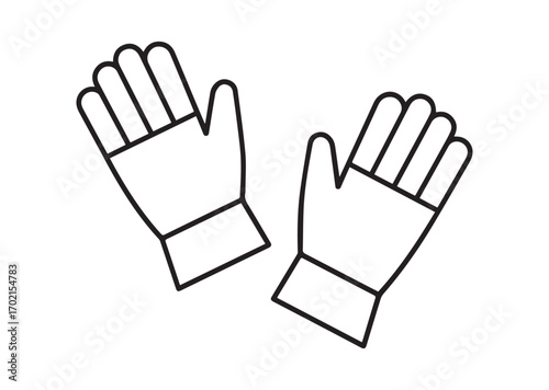 Gardener gloves line art vector