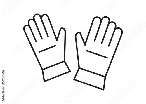 Gardener gloves line art vector