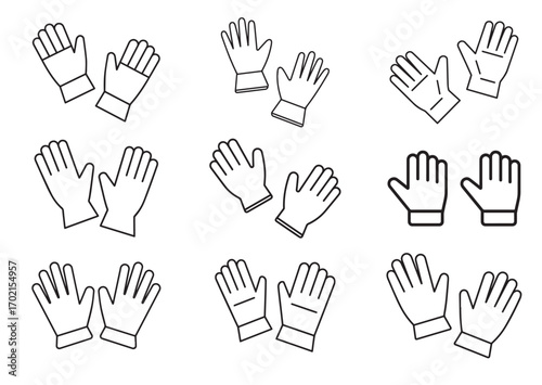 Gardener gloves line art vector