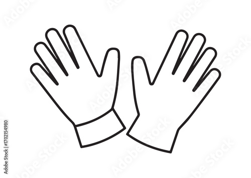 Gardener gloves line art vector
