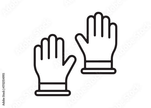 Gardener gloves line art vector