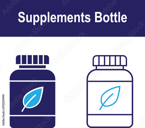 Supplements bottle icon vector illustration of supplement bottle with leaf label