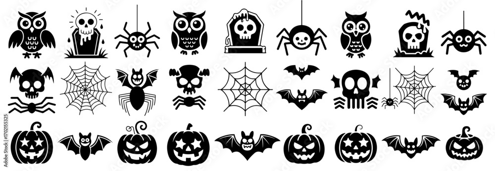 Fototapeta premium halloween solid icon set vector