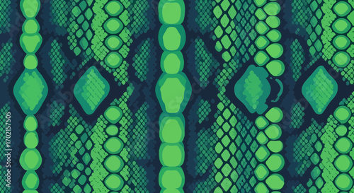 Abstract snake skin pattern in shades of green and blue, featuring diamond shapes and scale textures.