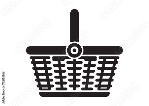 Wicker Picnic basket line art vector