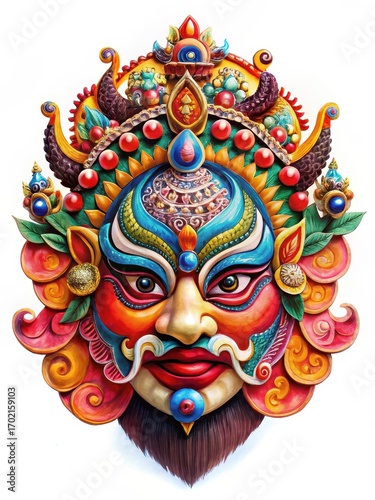 Wallpaper Mural Colorful intricately designed Chinese opera masks against a plain white background Torontodigital.ca