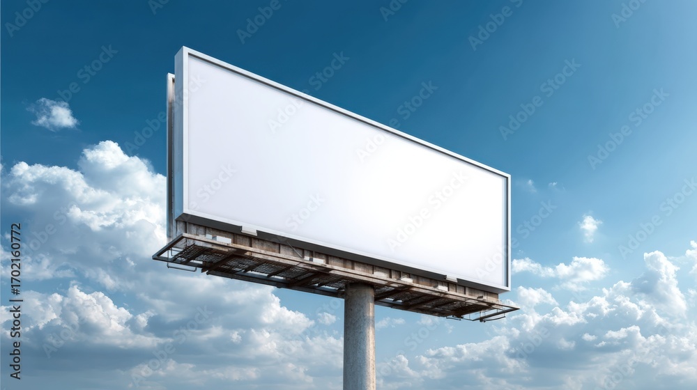 Fototapeta premium Blank Billboard Against a Cloudy Sky for Outdoor Advertising, Marketing Campaigns and Promotional Mockups