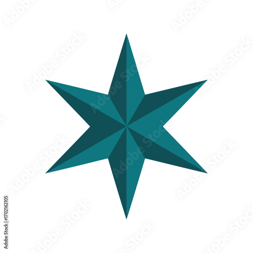 Geometric six pointed star icon symbol teal blue abstract shape vector graphic isolated vector
