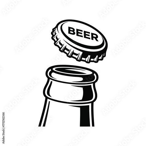 Opened beer bottle cap flying up refreshing beverage refreshment celebration vector