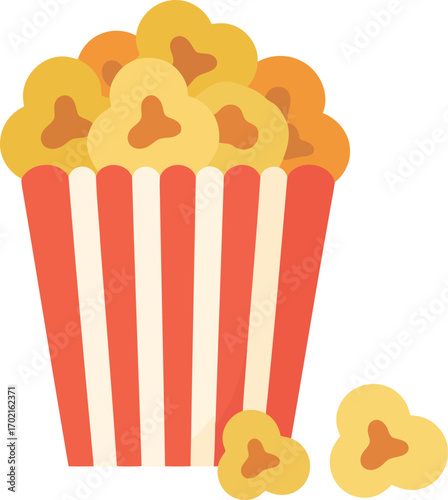 Classic movie theater popcorn snack bucket retro red stripes vector