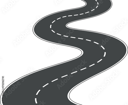 Winding asphalt road journey path forward direction travel destination way vector