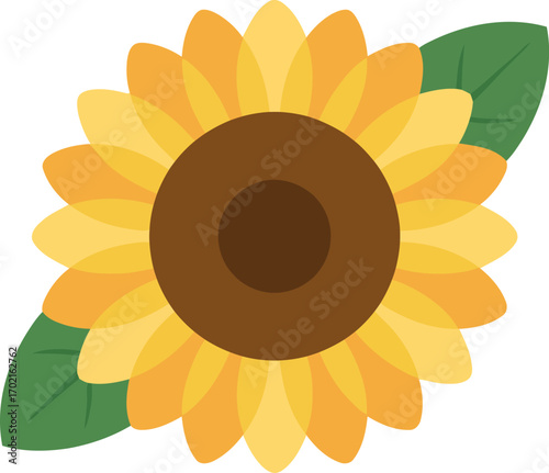 Vibrant sunflower close-up single bloom summer floral icon vector