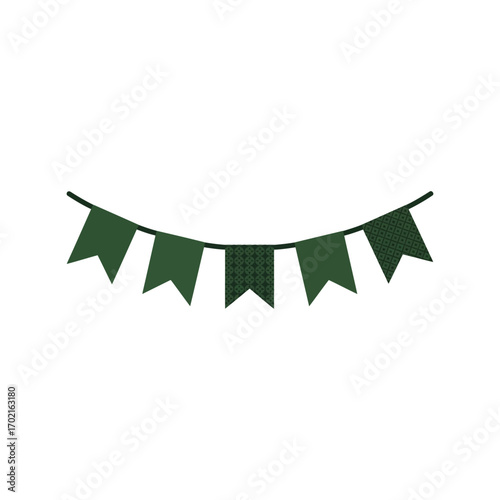 Green party bunting flags festive decoration celebration event party banner holiday vector