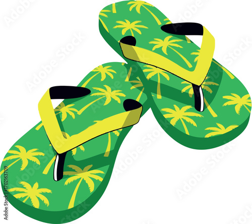 Vibrant tropical flip flops summer beach holiday vacation footwear vector