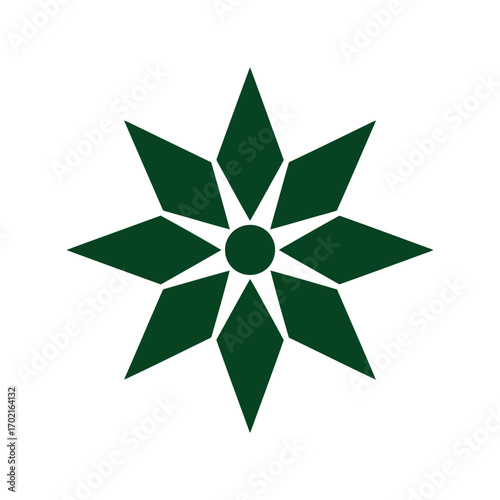 Geometric starburst abstract design green and white symmetrical shape art vector