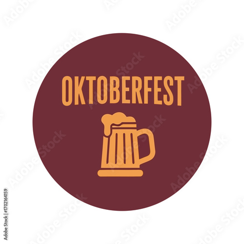 Oktoberfest celebration beer mug emblem bavarian festival traditional beverage design vector