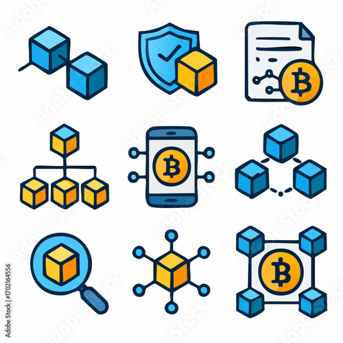Futuristic Blockchain Technology and Cryptocurrency Network Illustration