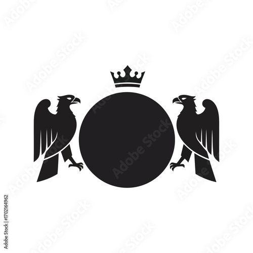 Elegant eagle crest with crown and orb symbol vintage heraldic emblem vector