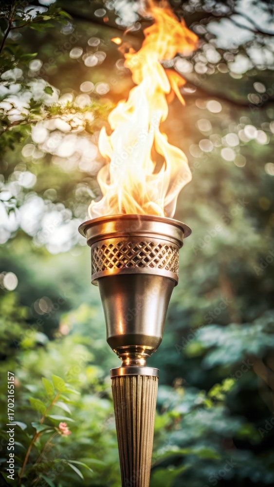 Naklejka premium A torch with a roaring flame at the center