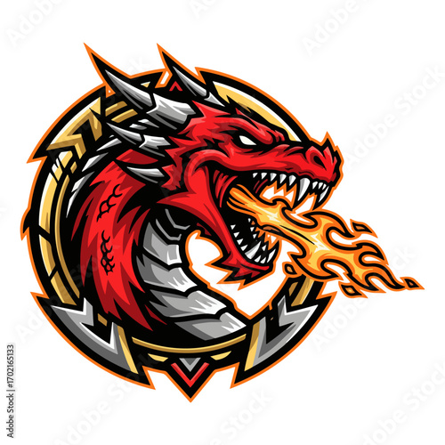 Wallpaper Mural illustration of a strong dragon mascot logo Torontodigital.ca