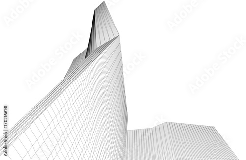 Architecture building 3d. Concept drawing