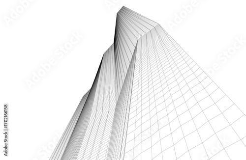 Architecture building 3d. Concept drawing