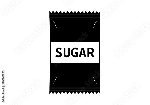 Icono negro de bolsita de azúcar en fondo blanco