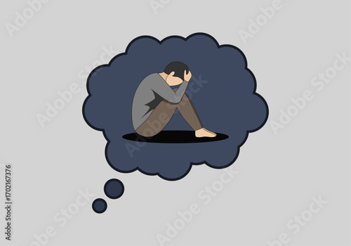 Persona con depresión en pensamiento negativo