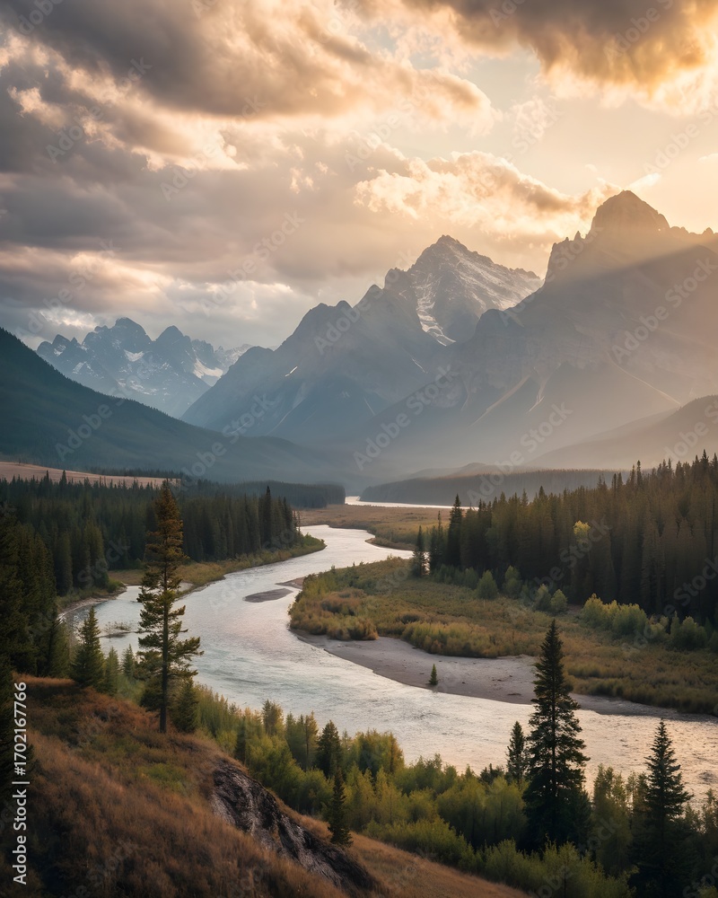 Fototapeta premium Portrait Photo of a Peaceful Spiritual Landscape with Harmonious Colors and Natural Serenity as Background for Biblical Quotes and Inspirational Messages