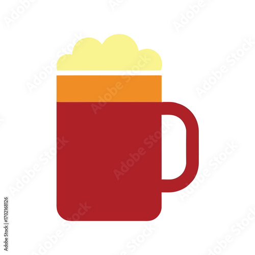Stylized flat icon of a refreshing beer mug with foamy head minimalist beverage drink art vector