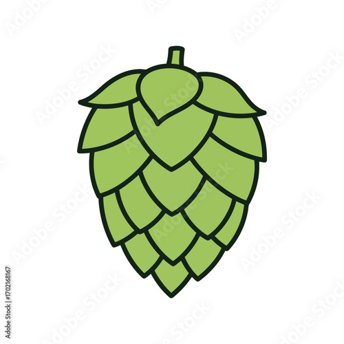 Green hop cone icon simple illustration botanical element for brewing and craft beer designs vector