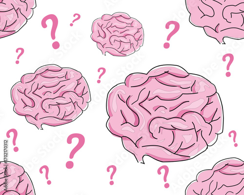 seamless background with brain and question