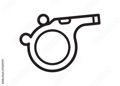 Whistle Icon, Soccer or football referee coach alert line art vector
