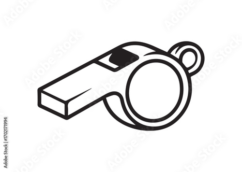 Whistle Icon, Soccer or football referee coach alert line art vector
