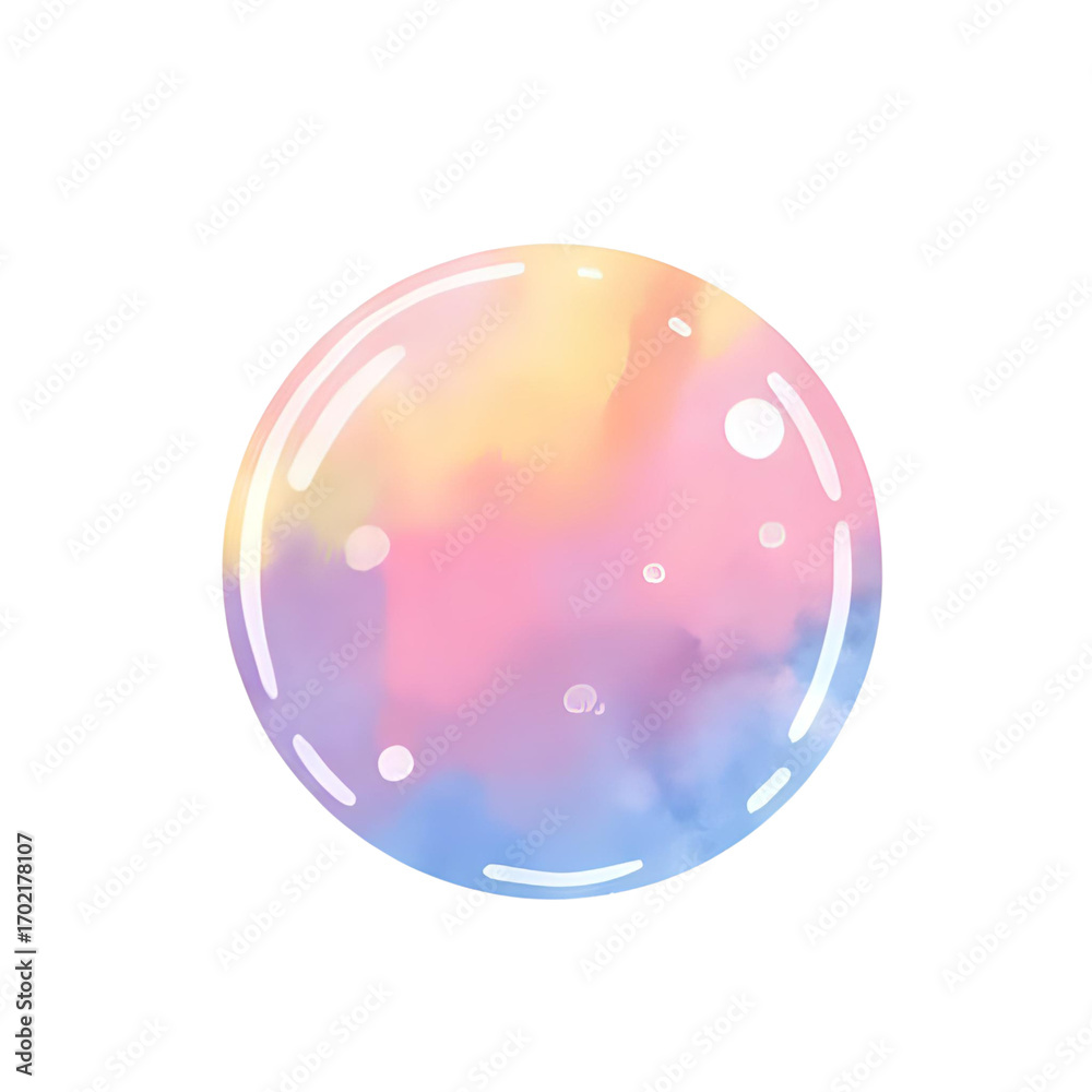 Obraz premium a single colorful watercolor soap bubble isolated on a transparent background