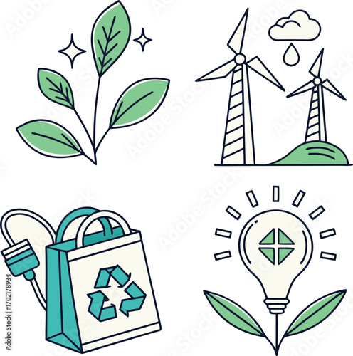 vector illustration of ecology icons set 
