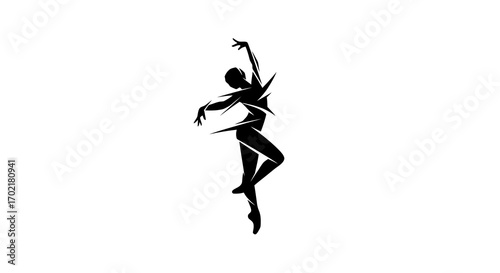 Elegant ballerina dancing silhouette isolated on white background