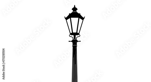 Vintage street lamp silhouette isolated on white background