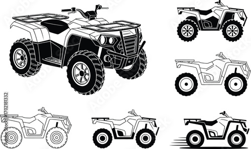 Collection of Black and White ATV Illustrations