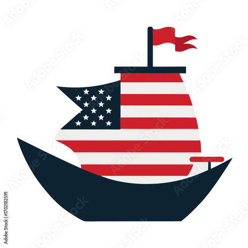 American flag ship illustration