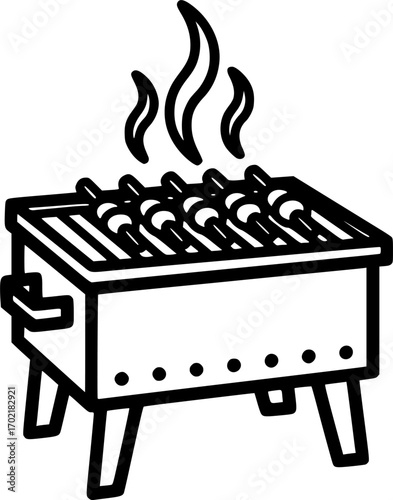 Mangal grill outline icon vector
