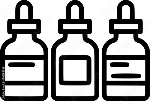 Homeopathic remedy bottles outline icon vector
