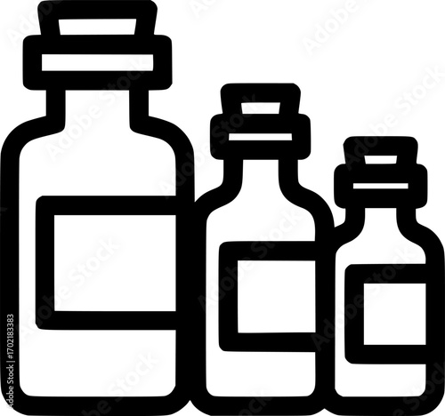 Homeopathic remedy bottles outline icon vector
