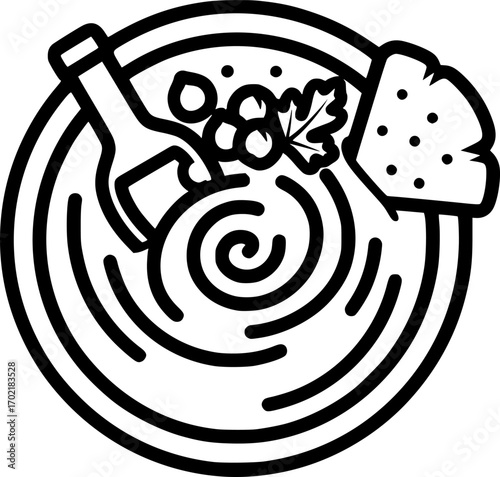 Hummus bowl outline icon vector
