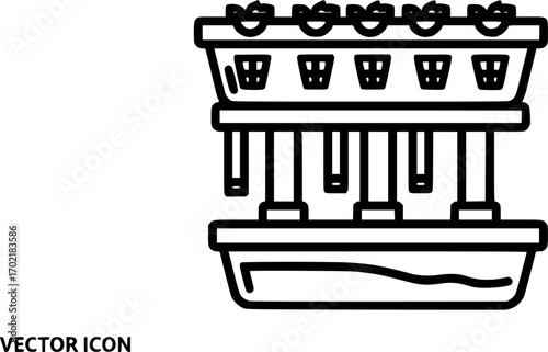 Hydroponic growing system outline icon vector
