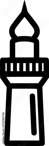 Islamic minaret outline icon vector
