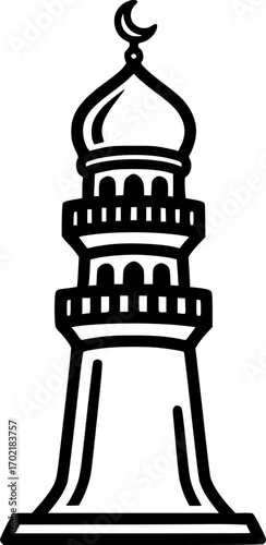 Islamic minaret outline icon vector
